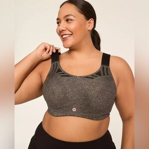 LANE BRYANT LIVI Max Support Wicking Underwire Sports Bra Grey 46F BRAND NEW